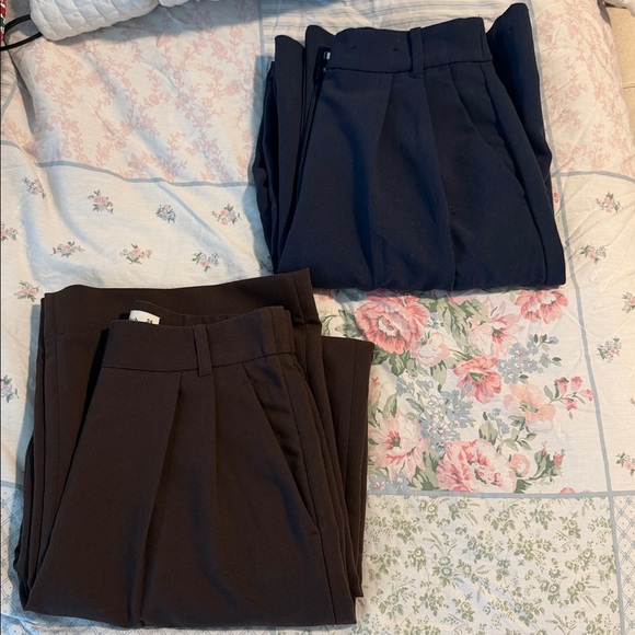 Abercrombie & Fitch Navy and Brown Wide Leg Trousers - Picture 2 of 5